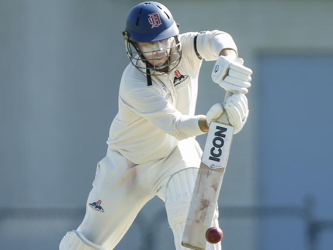 Dandenong batsman Brett Forsyth watches the ball closely. Picture: Valeriu Campan