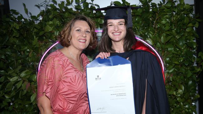 Marina and Jessica Mattioli celebrate graduation. Picture: Alan Barber