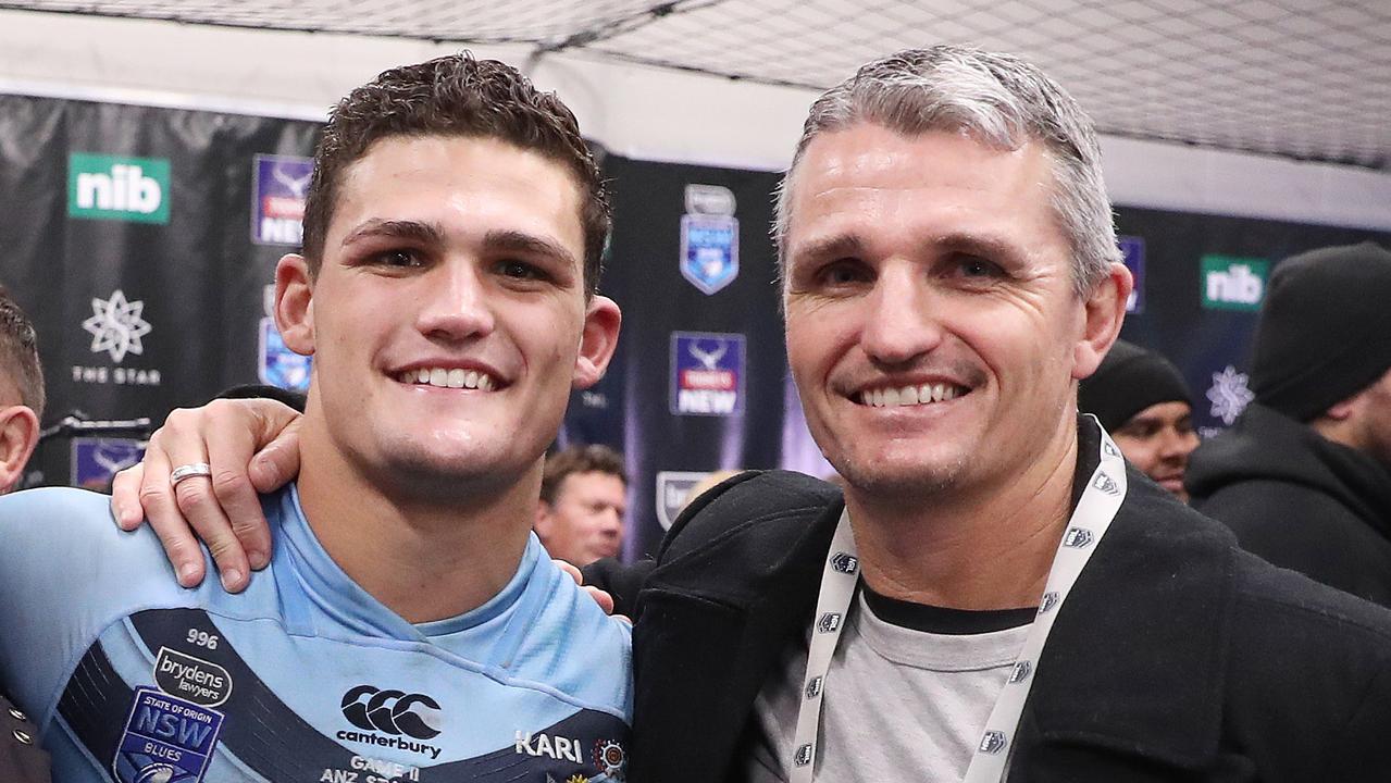 Nathan Cleary and Ivan Cleary have been linked to the Broncos as a package deal. Picture: Brett Costello