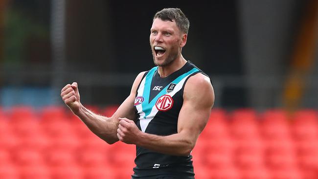 Power’s Brad Ebert a goal against West Coast Eagles in round 4. Picture: Jono Searle/AFL Photos