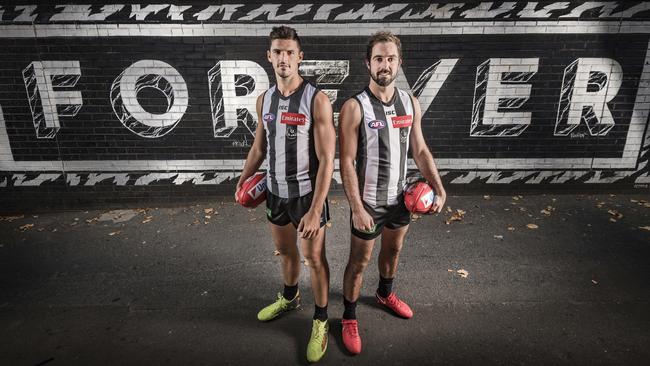 Collingwood leaders Scott Pendlebury and Steele Sidebottom. Picture: Jason Edwards