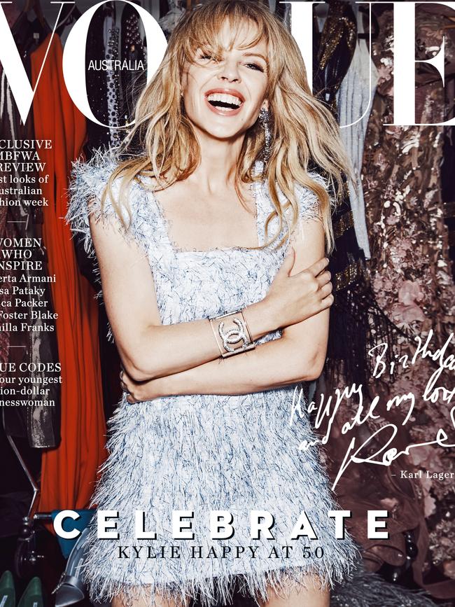 Minogue features on the cover of Vogue Australia with her 50th birthday looming. Picture: Nicole Bentlet for Vogue Australia May 2018