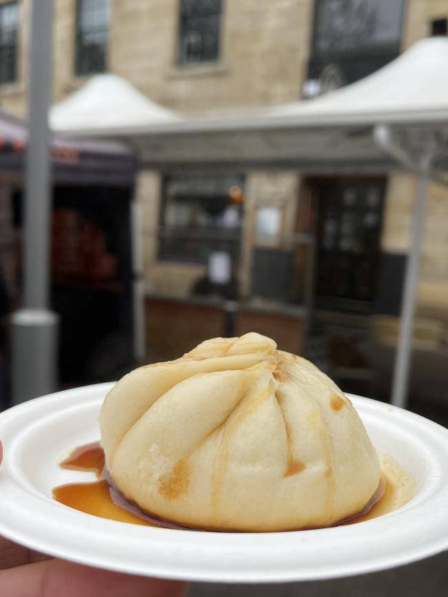 One of Deep End Farm's Taiwanese pork bao zi buns. But you’d better be quick to get one of these steamed, warm parcels of deliciousness, as this weekend will be the last time they will be available as the stallholders who make them are retiring. Picture: Alix Davis