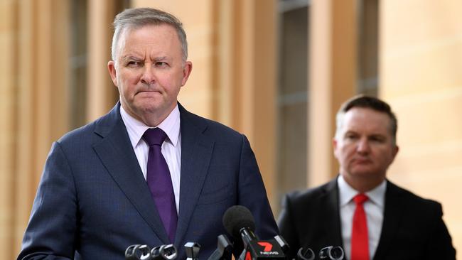 Anthony Albanese speaks to the media. Picture: AAP.