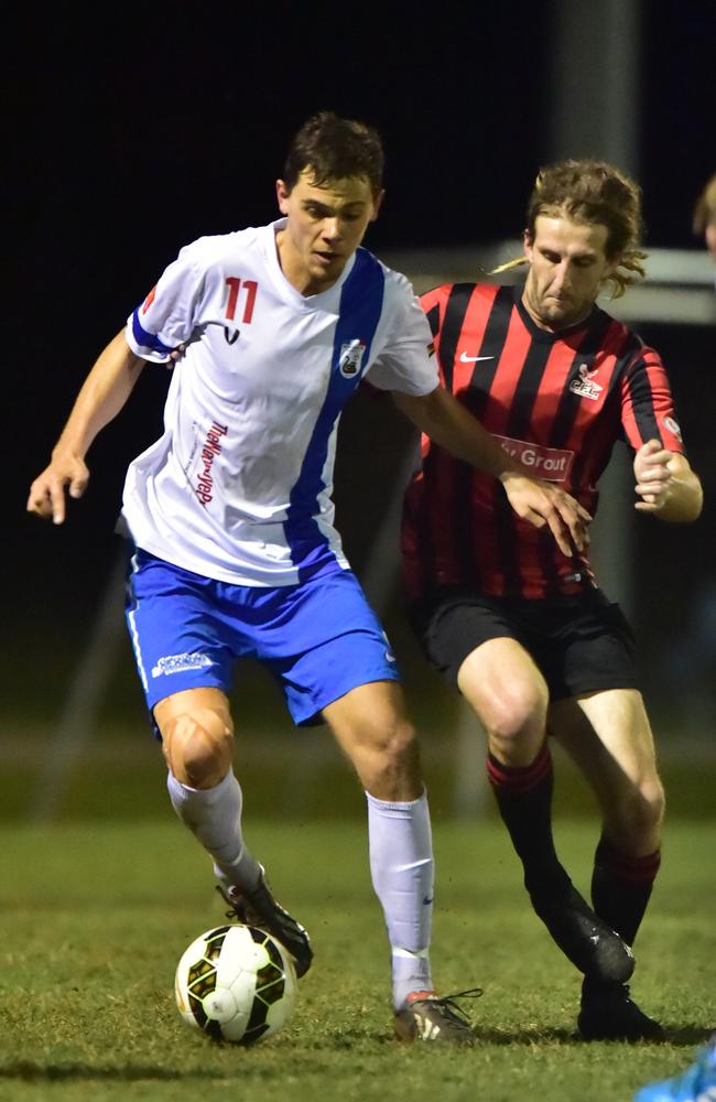 Cody Shorter controls the ball for Woombye. Picture: Che Chapman