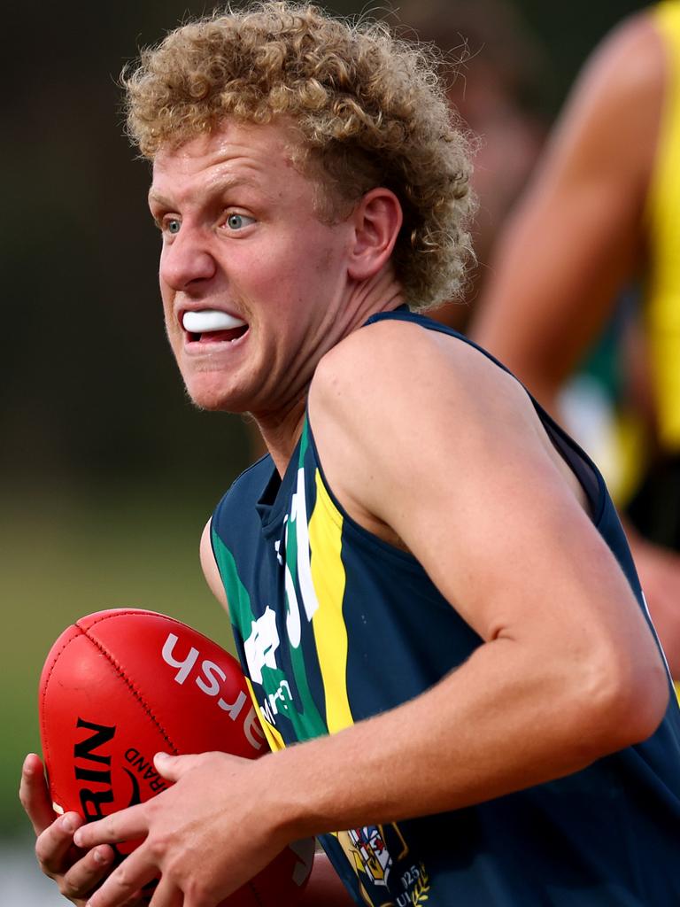 Matt LeRay in action for the AFL National Academy against Richmond’s VFL side. Picture: Josh Chadwick/AFL Photos/via Getty Images
