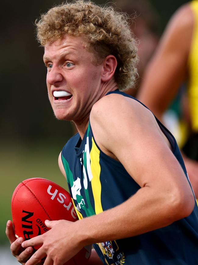 Matt LeRay in action for the AFL National Academy against Richmond’s VFL side. Picture: Josh Chadwick/AFL Photos/via Getty Images