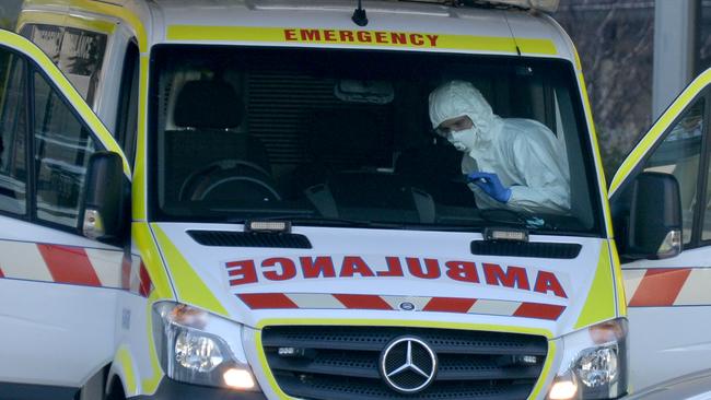 Paramedics at St Basil's Aged Care. Picture: Andrew Henshaw