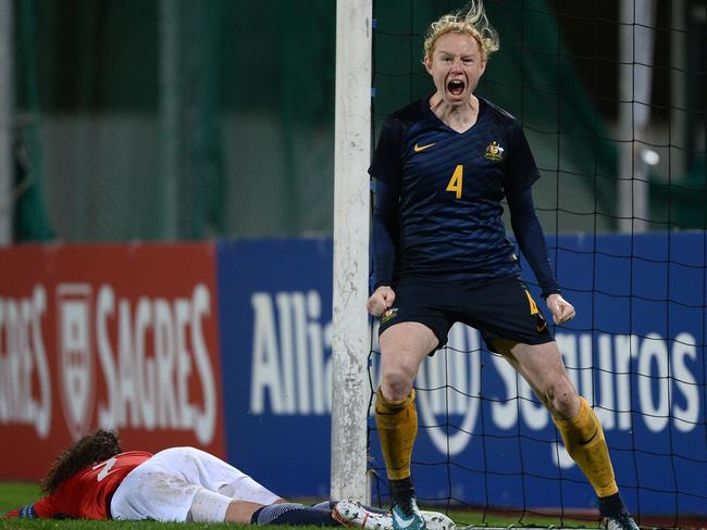 Clare Polkinghorne celebrates after the fourth goal. Pic: Getty Images