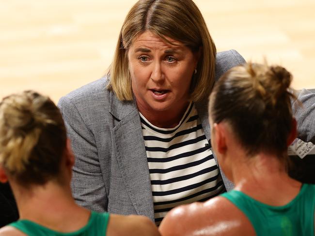 Diamonds’ coach Stacey Marinkovich during the recent series against England’s Roses. Picture: Sarah Reed/Getty Images