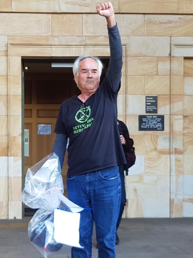 Extinction Rebellion protester Ian Fox is released on bail, having been charged with causing an environmental nuisance. Picture Sean Fewster