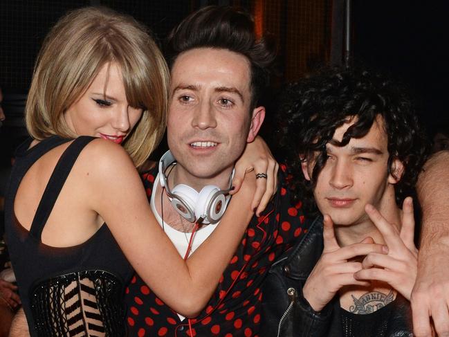 Taylor Swift, Nick Grimshaw and Matt Healy. Picture: David M. Benett