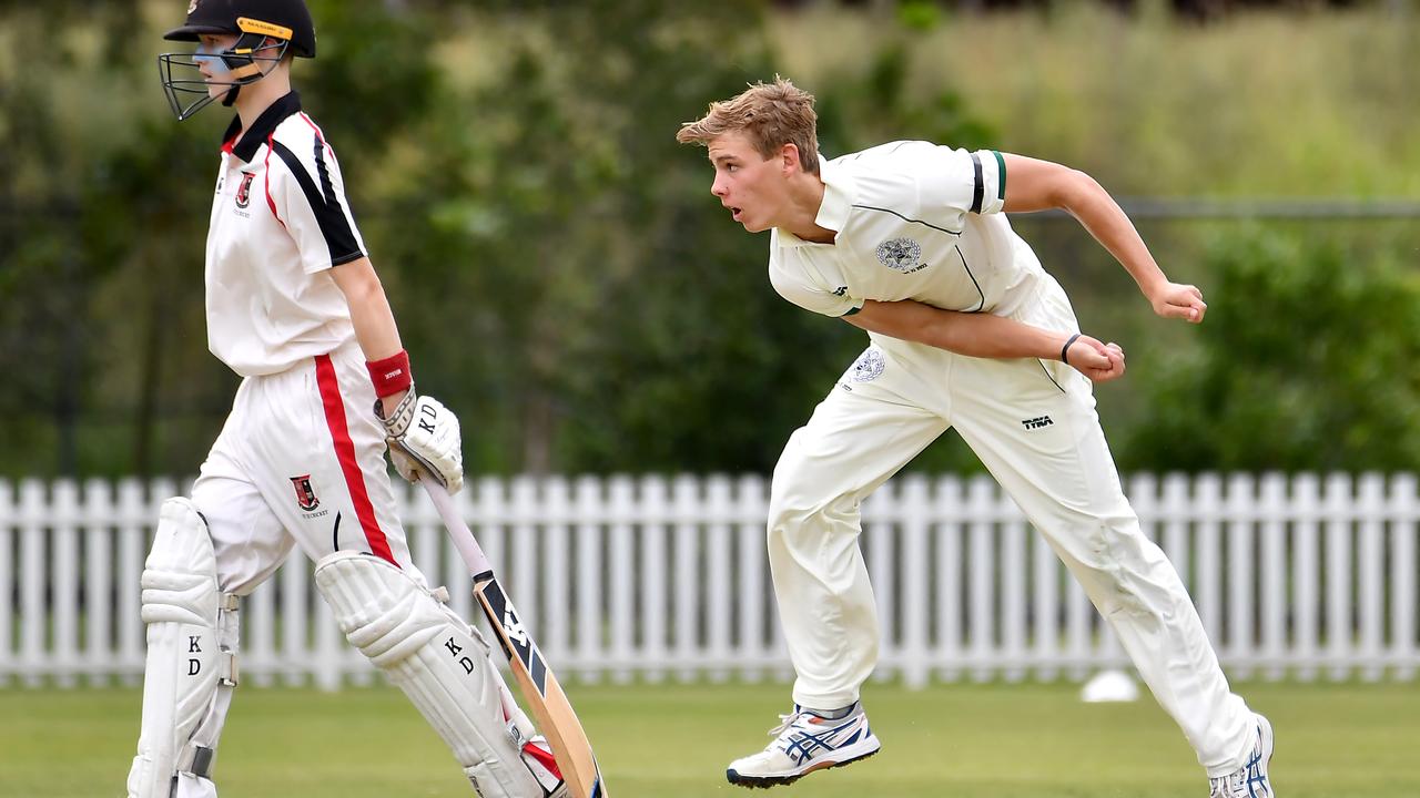 Brisbane Boys College bowler James Alexander. Picture, John Gass