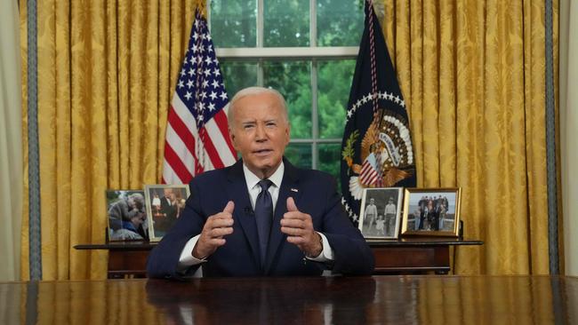 President Joe Biden addresses the nation from the Oval Office.