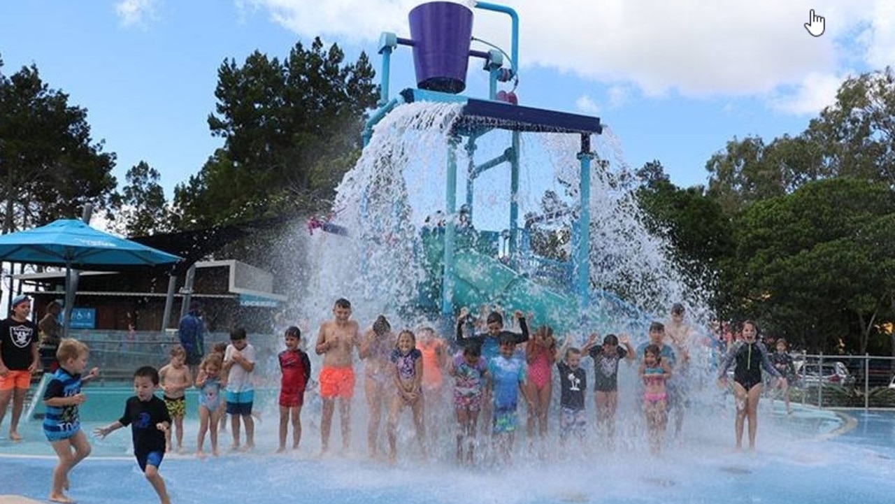 Children escaping the hot weather at the WetSide on the Esplanade at Hervey Bay.