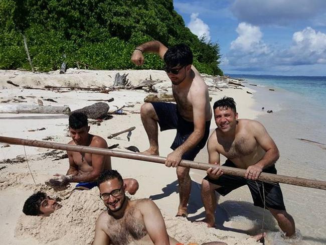 On holiday with a group of friends after having rowed to a small island off Manus Island.