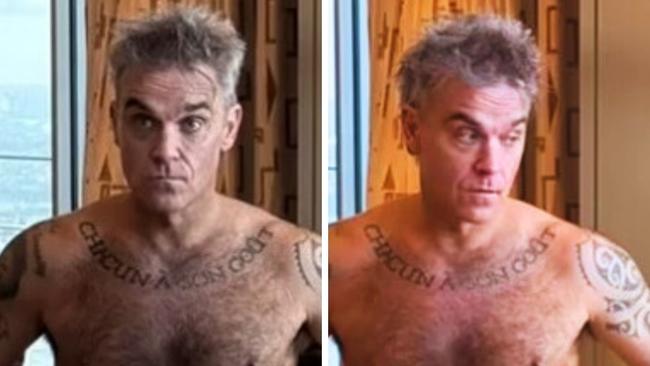 Robbie Williams striped naked on Instagram