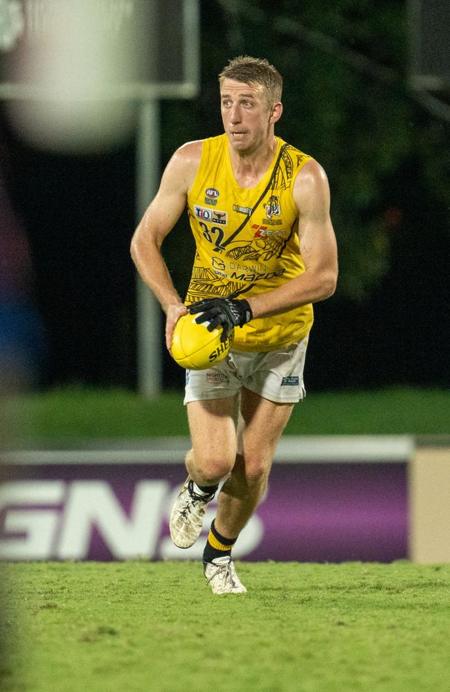 Boyd Bailey playing for the Nightcliff Tigers in the 2024-25 NTFL season. Picture: Tymunna Clements / AFLNT Media