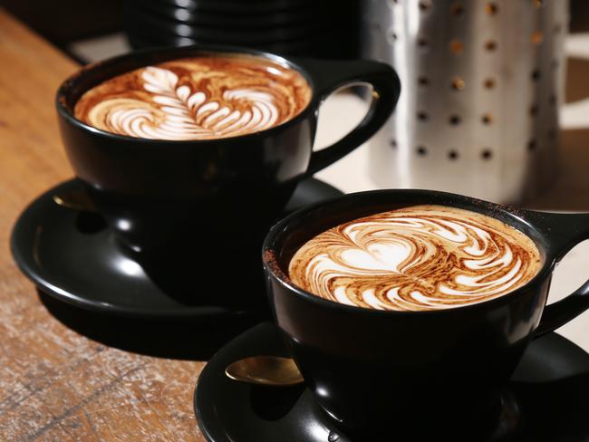 General generic coffee photo of 2 cappuccinos served in a mug at a Cairns coffee shop. Picture: Brendan Radke