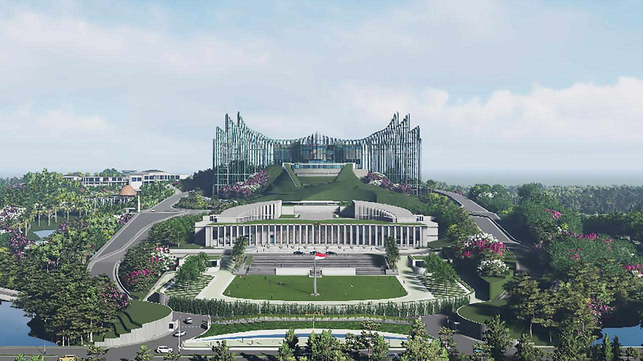 The render released in 2022 shows Indonesia's future presidential palace. Picture: AFP PHOTO / NYOMAN NUARTA