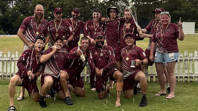 Caboolture's division one men's team celebrate their victory over Maroochydore in the 2022/23 one day final. Picture: Facebook.