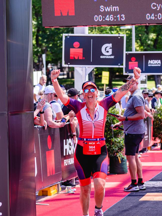 Competitors in the Ironman 70.3 Tasmania in Hobart Picture: Linda Higginson