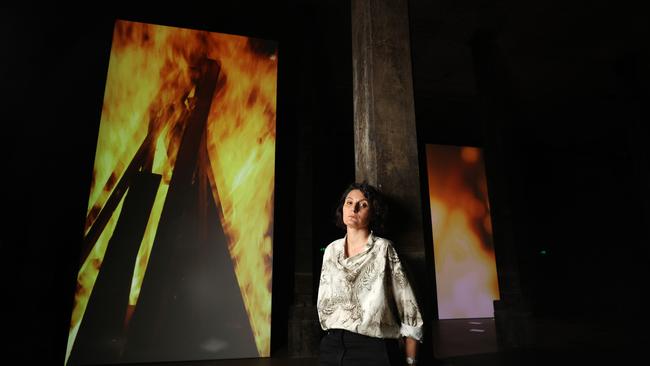 Audio-visual artist Angelica Mesiti with her The Rites of When exhibition in the new underground The Tank space at the Art Gallery of NSW. Picture: John Feder