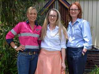 INNOVATORS: Monster Skid Steer and Attachment Hire's Dianne Kemshead, My Felt Lady's Candice Mason, and Business Navigator Western Downs Suzie Woods at the Pitch Challenge. Picture: Brooke Duncan