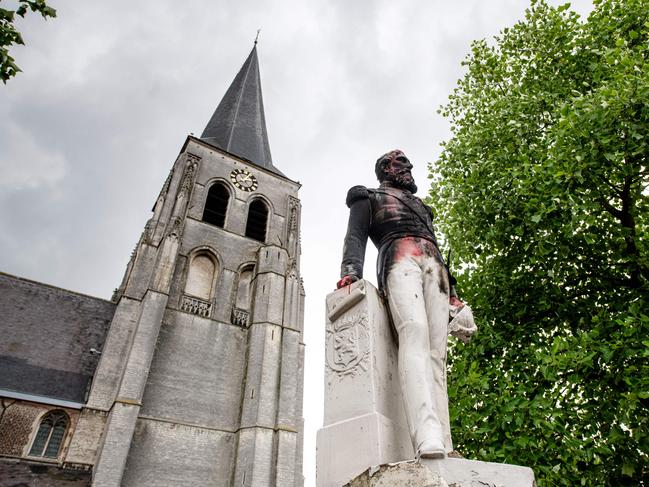 A statue of King Leopold II of Belgium has been removed. Picture: AFP