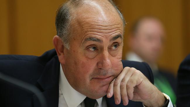 Secretary of Treasury John Fraser at a Senate committee in Canberra yesterday. Picture: Kym Smith