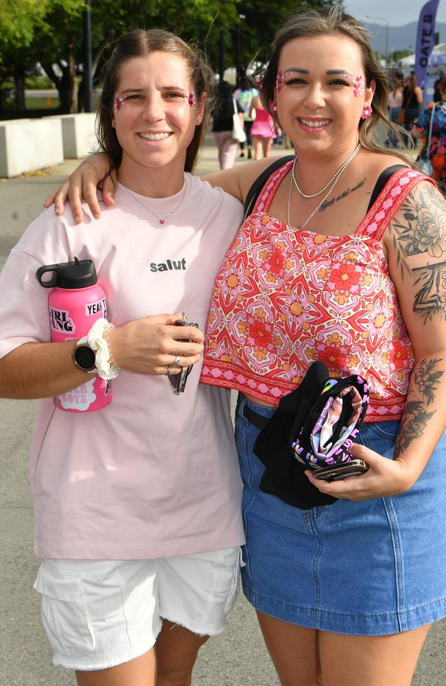 Socials at Pink convert at Townsville's Queensland Country Bank Stadium. Holly Ide and Kahlea Taylor. Picture: Evan Morgan