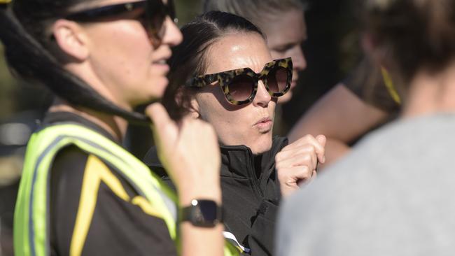 Torquay coach Courtney Cuolahan. A Grade netball Torquay v Anglesea at Spring Creek on Saturday. Picture: Alan Barber