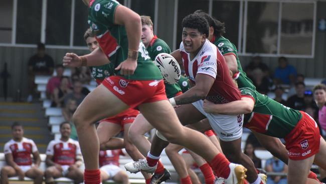 Meninga Cup semi-final action between the Redcliffe Dolphins and Wynnum-Manly Seagulls. Saturday April 15, 2023.