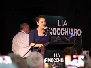 Lia Finocchario gives her victory speech at the Country Liberal Party election function after winning the NT elections.Picture: Liam Mendes