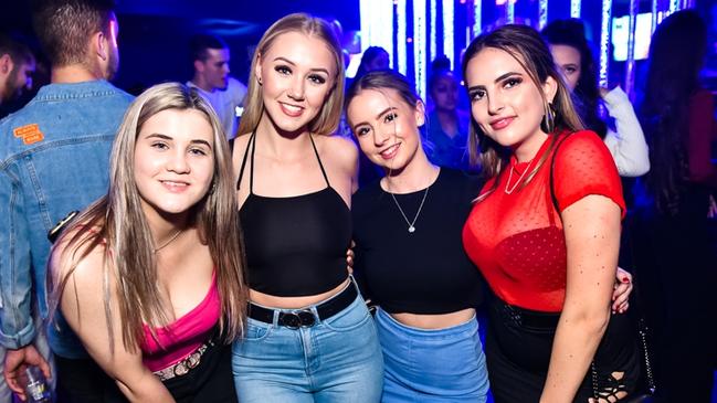 Morgan Nuske, Leonie Albert, Tyra Evans and Azarlia Adams at Shooters in 2019.