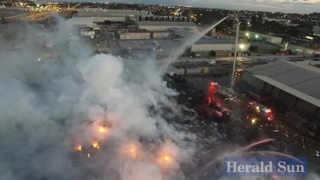 Coolaroo recycling plant fire from a drone