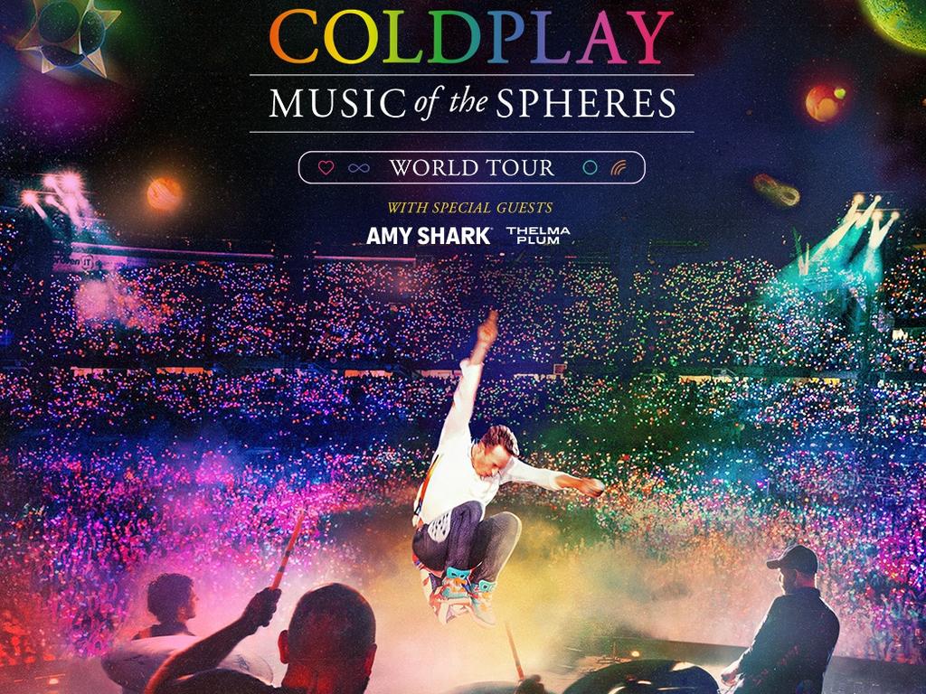 Poster artwork for Coldplay’s concert in Perth on November 18, 2023 as part of its Music of the Spheres world tour. Picture: supplied