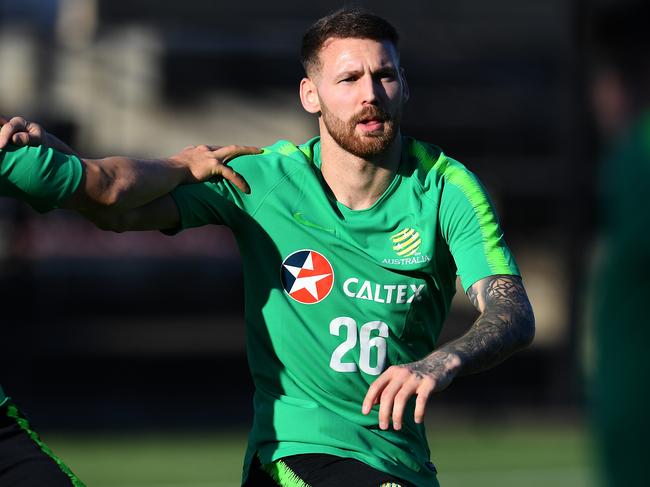 Australia Socceroos player Martin Boyle is seen during a team training session in Brisbane, Monday, November 12, 2018. The Socceroos play South Korea in an International friendly at Suncorp Stadium on Saturday. (AAP Image/Dan Peled) NO ARCHIVING