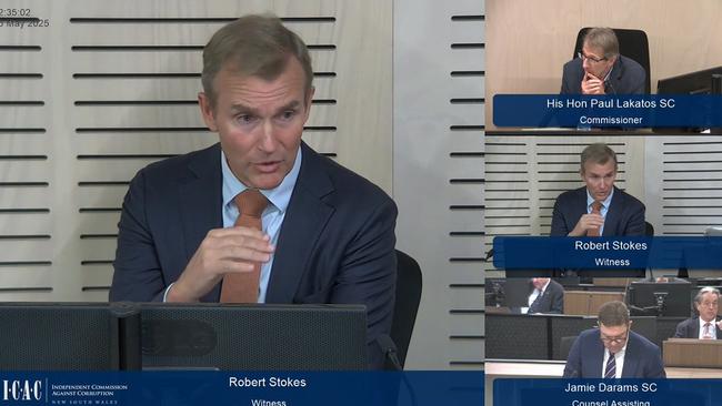Former Coalition minister Rob Stokes testifying at the Independent Commission Against Corruption (ICAC) hearing for Operation Landan - an investigation into alleged corrupt conduct at School Infrastructure NSW., , The Commissioner presiding is Paul Lakatos SC.,