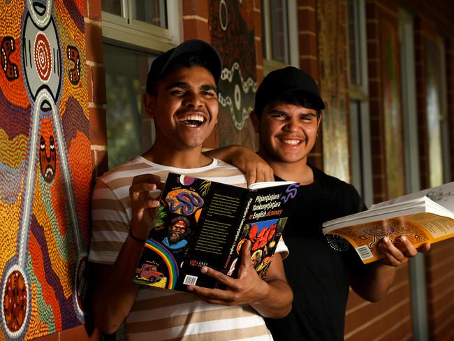 State Government's new Aboriginal education strategy. Wiltja Anangu Secondary College, Woodville High campus Year 10 students Ian Coombes (15) and Tremain Haines-Strangways (16).  Picture: Tricia Watkinson(*note Tremain is spelt correct no e at end)