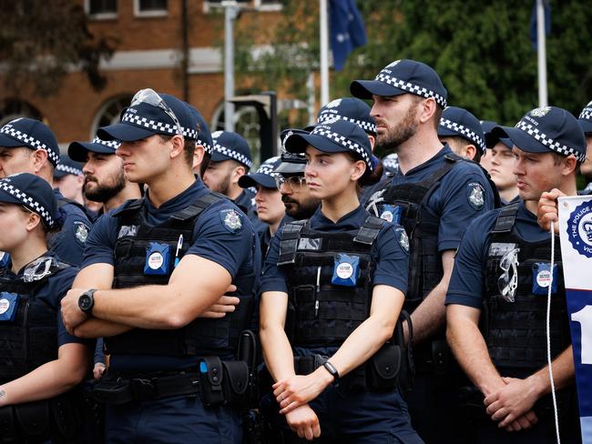 For the first time in 25 years, Victoria Police have walked off the job amid ongoing pay disputes. Picture: Nadir Kinani