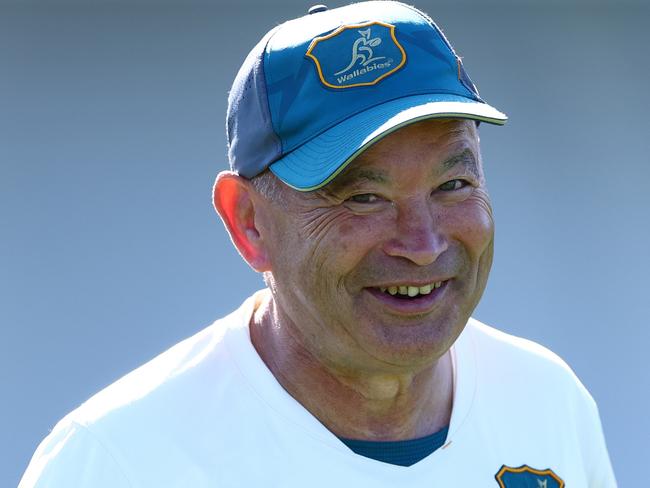 SAINT-ETIENNE, FRANCE - OCTOBER 07: Head Coach, Eddie Jones looks on during a Wallabies training session, at Stade Roger Baudras on October 07, 2023 in Saint-Etienne, France. (Photo by Chris Hyde/Getty Images)