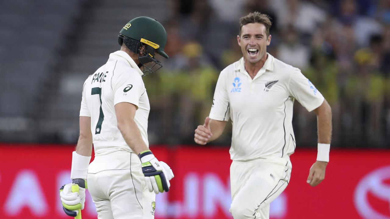 Southee celebrates the wicket of Tim Paine.