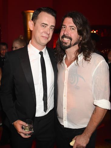 Tom Hanks’ son Colin Hanks (L) and musician Dave Grohl attend HBO’s Official 2015 Emmy After Party. Picture: Jeff Kravitz/FilmMagic