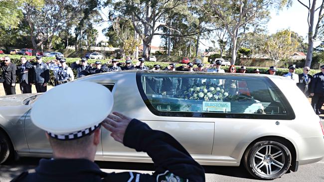 The funeral service for Senior Constable Brett Forte. Picture: Annette Dew