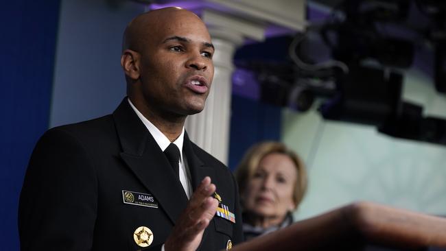 Surgeon General Jerome Adams speaks during a press briefing with the coronavirus task force at the White House last Thursday.