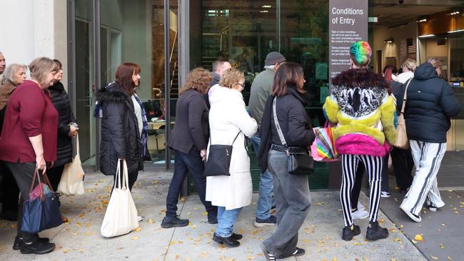 Members of the public line up at court in Morwell for Erin Patterson’s trial. Picture: NewsWire/ David Crosling