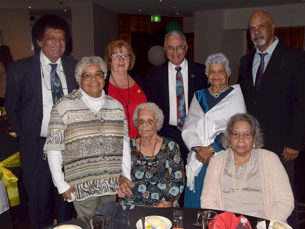 Rockhampton NAIDOC Ball 2021: Clem Beezley, Nicki Hatfield, Edna Alley, Linda Jard, Ethel Speedy, Barry Jard, Edna Fraser and Greg Mitchell