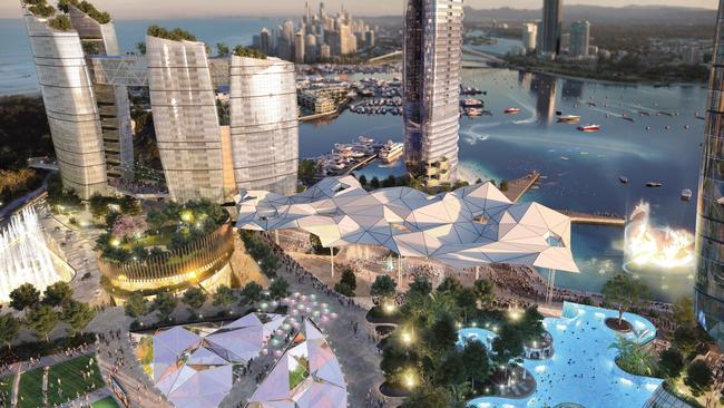 The scuttled Gold Coast Integrated Resort with proposed hotel, casino resort development to be built on land between Sea World and Palazzo Versace.