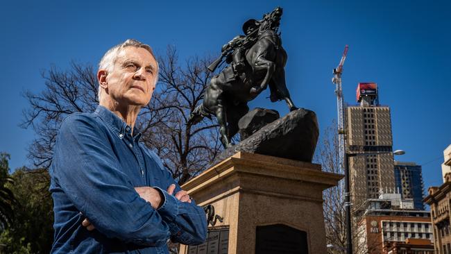 Tony Stimson at Adelaiden’t Boer War Memorial. Picture: Tom Huntley